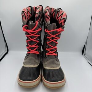 Sorel Womens Boots Joan Of Arctic Knit II Shale Neon Pink Gray Waterproof Size 9